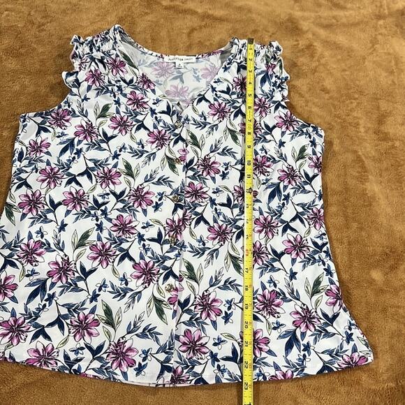 Perseption Concept Floral Blouse Sz S NWT White with Blue & Purple Flowers - Picture 8 of 8
